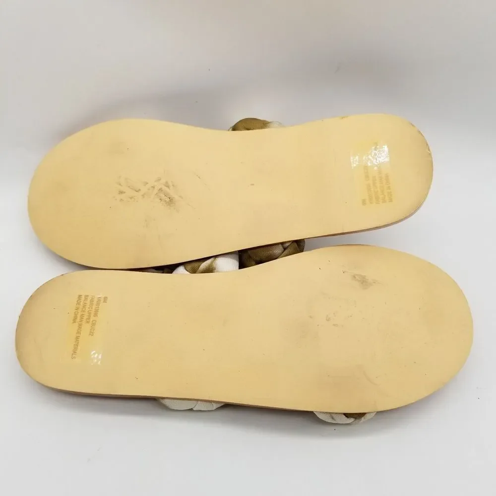 Korks Women Double Strap Flat Sandals Size 6 Fabric‎ Slide Braided